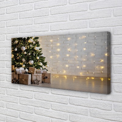 Pintura em tela Árvores de Natal, presentes, decorações