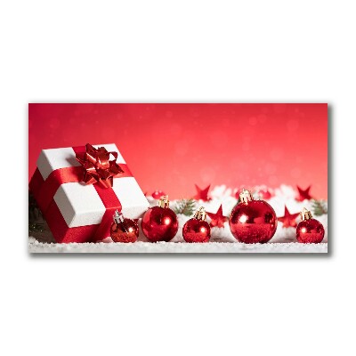 Quadro de parede em tela Presente de Natal com bolas de neve