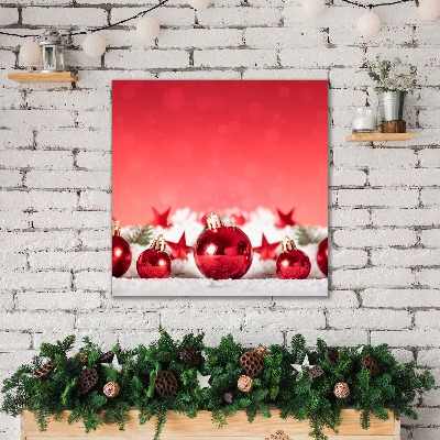 Quadro de parede em tela Presente de Natal com bolas de neve