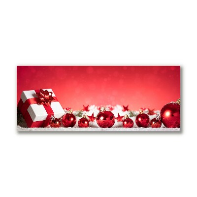 Quadro de parede em tela Presente de Natal com bolas de neve