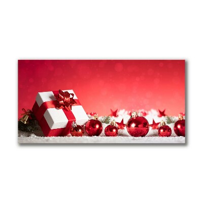 Quadro de parede em tela Presente de Natal com bolas de neve
