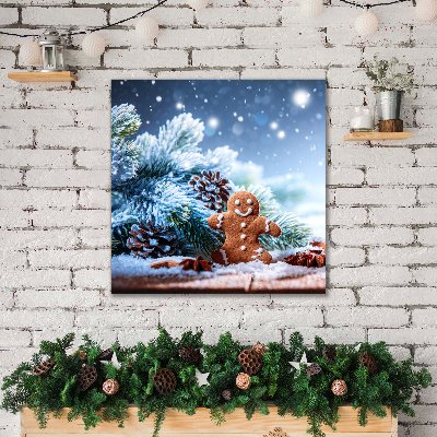 Quadro em tela Árvore de Natal de neve de gengibre de Natal