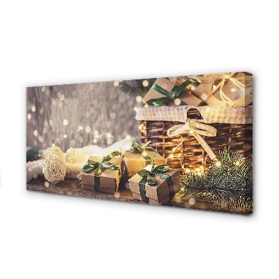 Quadro em tela Presentes galhos enfeites