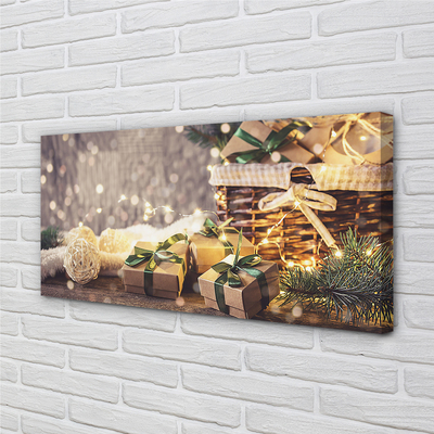 Quadro em tela Presentes galhos enfeites