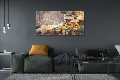 Quadro em tela Presentes galhos enfeites