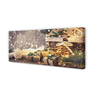 Quadro em tela Presentes galhos enfeites