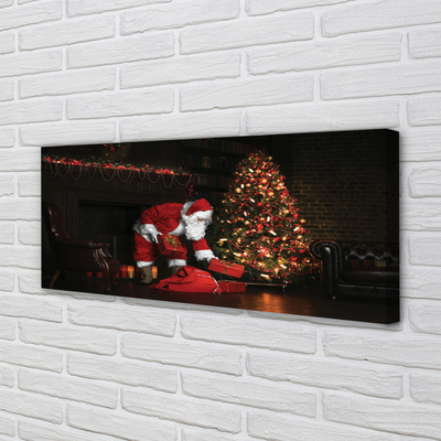 Quadro em tela Árvores de Natal presentes decorações Papai Noel