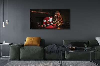 Quadro em tela Árvores de Natal presentes decorações Papai Noel