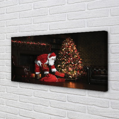 Quadro em tela Árvores de Natal presentes decorações Papai Noel