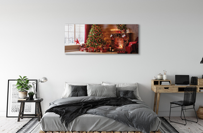 Pintura em tela Árvores de Natal, presentes, decorações, lareira