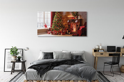 Pintura em tela Árvores de Natal, presentes, decorações, lareira