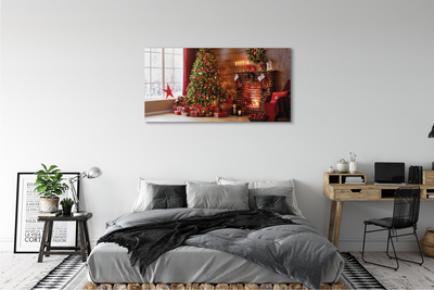 Pintura em tela Árvores de Natal, presentes, decorações, lareira