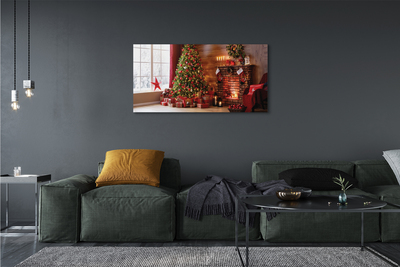Pintura em tela Árvores de Natal, presentes, decorações, lareira