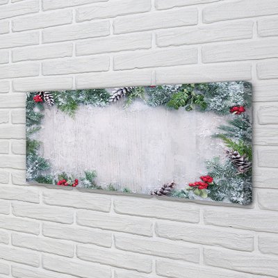 Pintura em tela Galhos de pinhas de neve