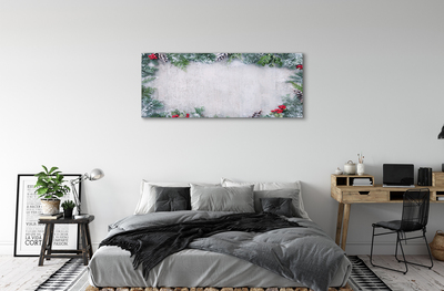 Pintura em tela Galhos de pinhas de neve