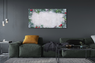 Pintura em tela Galhos de pinhas de neve