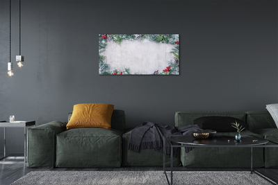 Pintura em tela Galhos de pinhas de neve