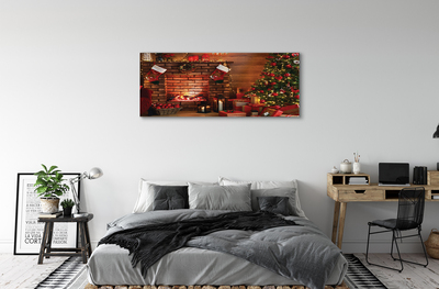 Quadro em tela Árvores de Natal, presentes, decorações, lareira