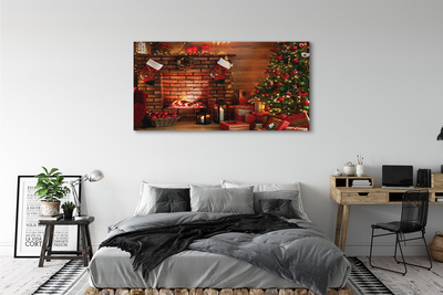 Quadro em tela Árvores de Natal, presentes, decorações, lareira