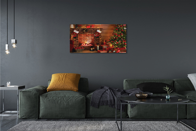 Quadro em tela Árvores de Natal, presentes, decorações, lareira
