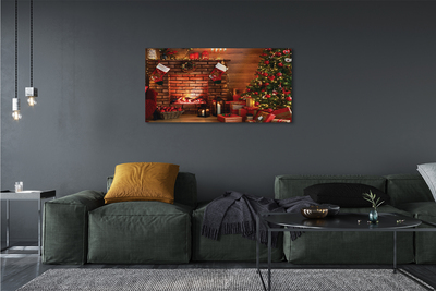 Quadro em tela Árvores de Natal, presentes, decorações, lareira