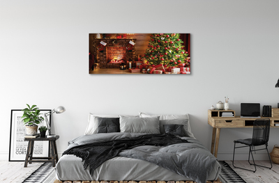 Quadro em tela Lareira, árvore de Natal, presentes, luzes