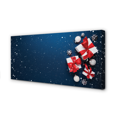 Quadro em tela Presentes enfeites de neve