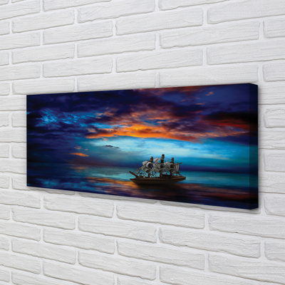 Quadro em tela Nuvens navio mar noite