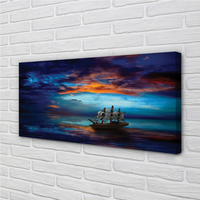 Quadro em tela Nuvens navio mar noite