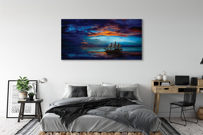 Quadro em tela Nuvens navio mar noite