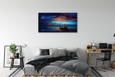 Quadro em tela Nuvens navio mar noite