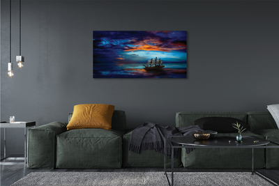 Quadro em tela Nuvens navio mar noite