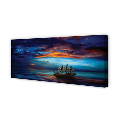 Quadro em tela Nuvens navio mar noite