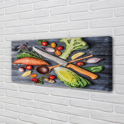 Quadro em tela Faca batata doce espinafre tomate