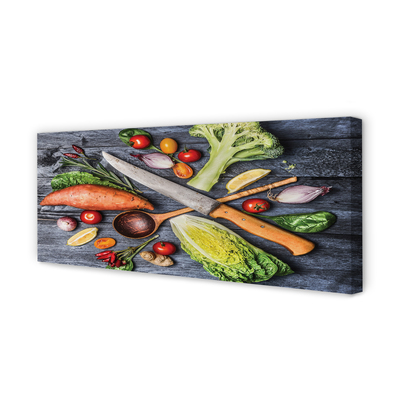Quadro em tela Faca batata doce espinafre tomate