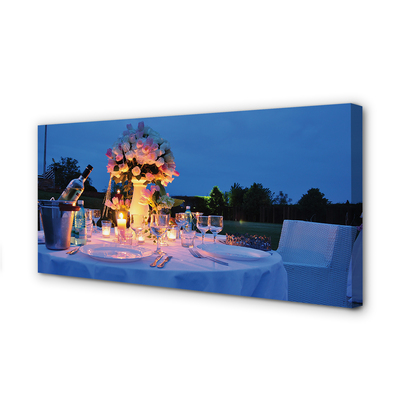 Quadro em tela Rosas de jantar, vinho, tulipas