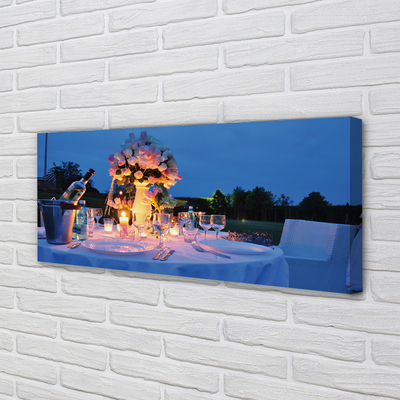 Quadro em tela Rosas de jantar, vinho, tulipas