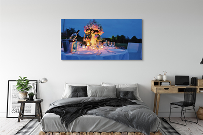 Quadro em tela Rosas de jantar, vinho, tulipas