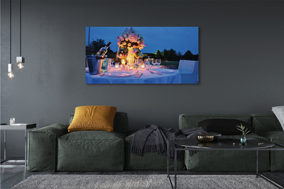 Quadro em tela Rosas de jantar, vinho, tulipas