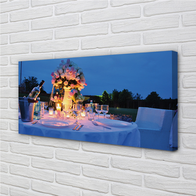 Quadro em tela Rosas de jantar, vinho, tulipas