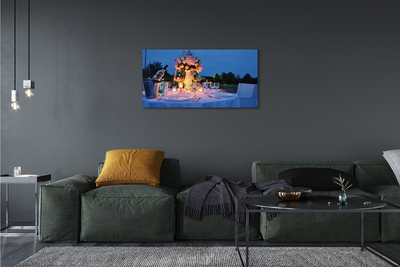 Quadro em tela Rosas de jantar, vinho, tulipas