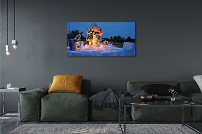 Quadro em tela Rosas de jantar, vinho, tulipas