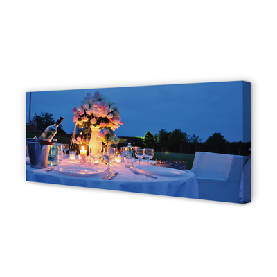 Quadro em tela Rosas de jantar, vinho, tulipas