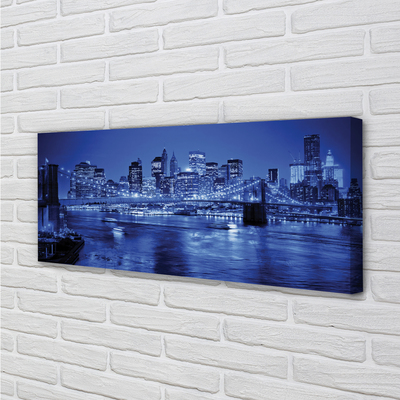 Pintura em tela Panorama ponte arranha-céus rio