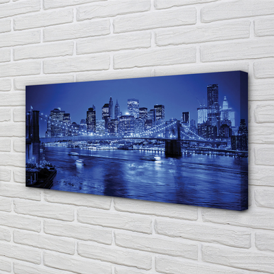 Pintura em tela Panorama ponte arranha-céus rio