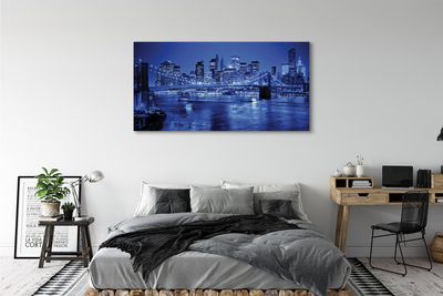 Pintura em tela Panorama ponte arranha-céus rio