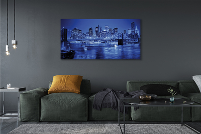 Pintura em tela Panorama ponte arranha-céus rio