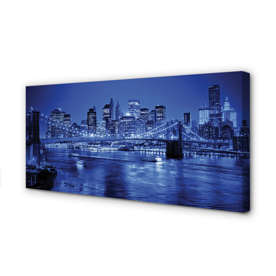 Pintura em tela Panorama ponte arranha-céus rio