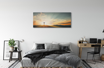 Pintura em tela Cruz, sol, montanhas