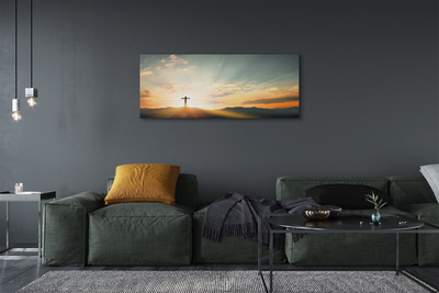 Pintura em tela Cruz, sol, montanhas